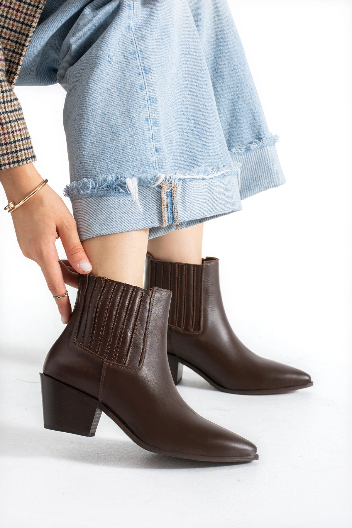 HOLLY WESTERN LASTİKLİ ACIKAHVE DERİ BOT