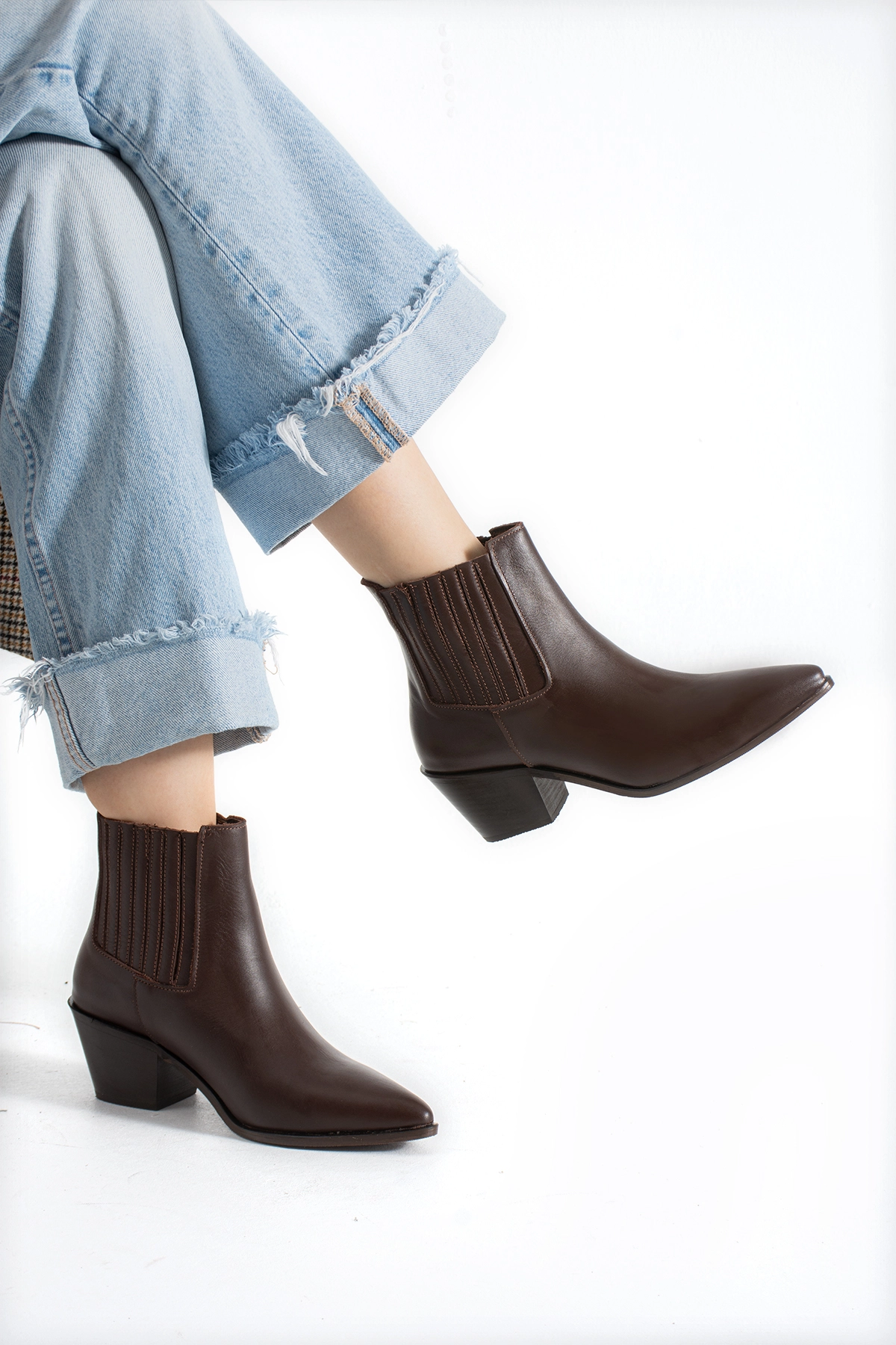 HOLLY WESTERN LASTİKLİ ACIKAHVE DERİ BOT