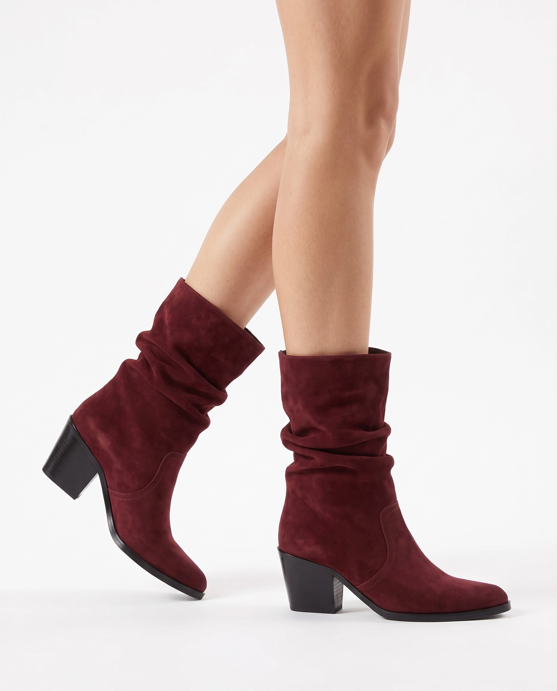 VALENTİNA BORDO SÜET BÜZGÜLÜ WESTERN ÇİZME