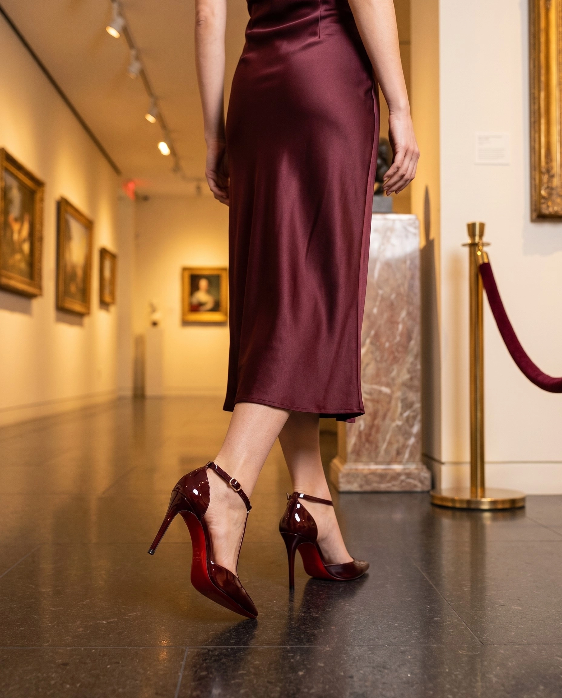  Bordo Rugan T-Bantlı Stiletto