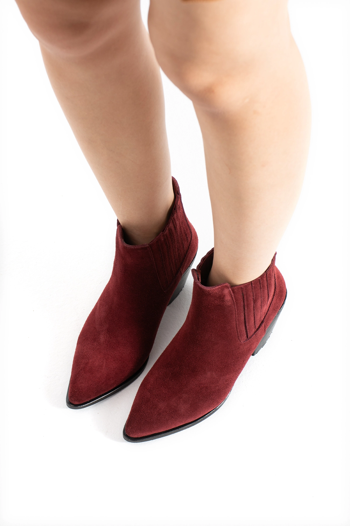  HOLLY WESTERN LASTİKLİ BORDO SÜET BOT