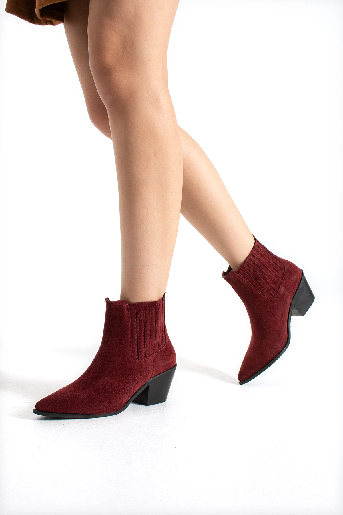  HOLLY WESTERN LASTİKLİ BORDO SÜET BOT