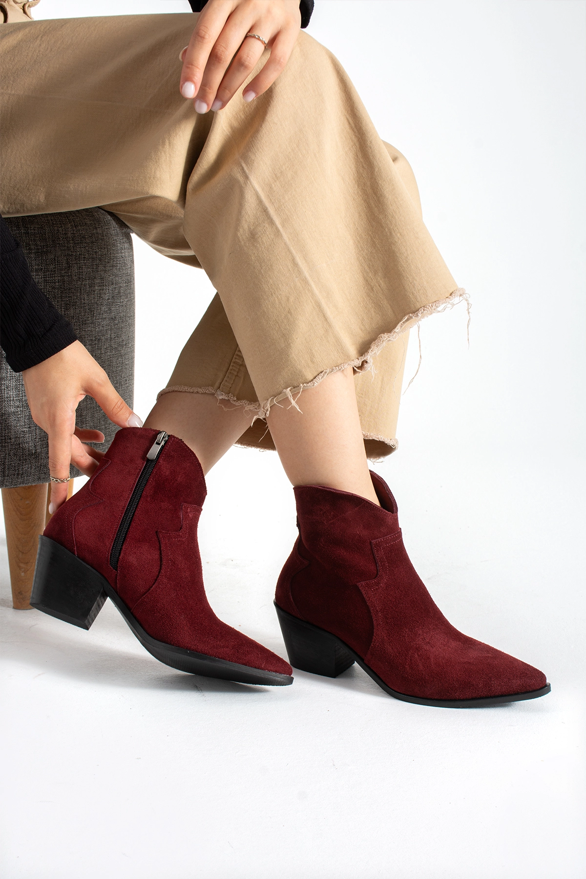 MERLOT WESTERN BORDO SÜET BOT
