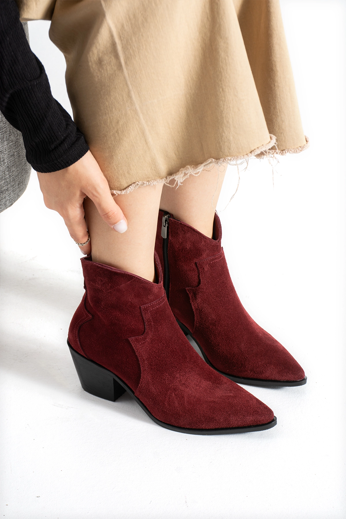 MERLOT WESTERN BORDO SÜET BOT