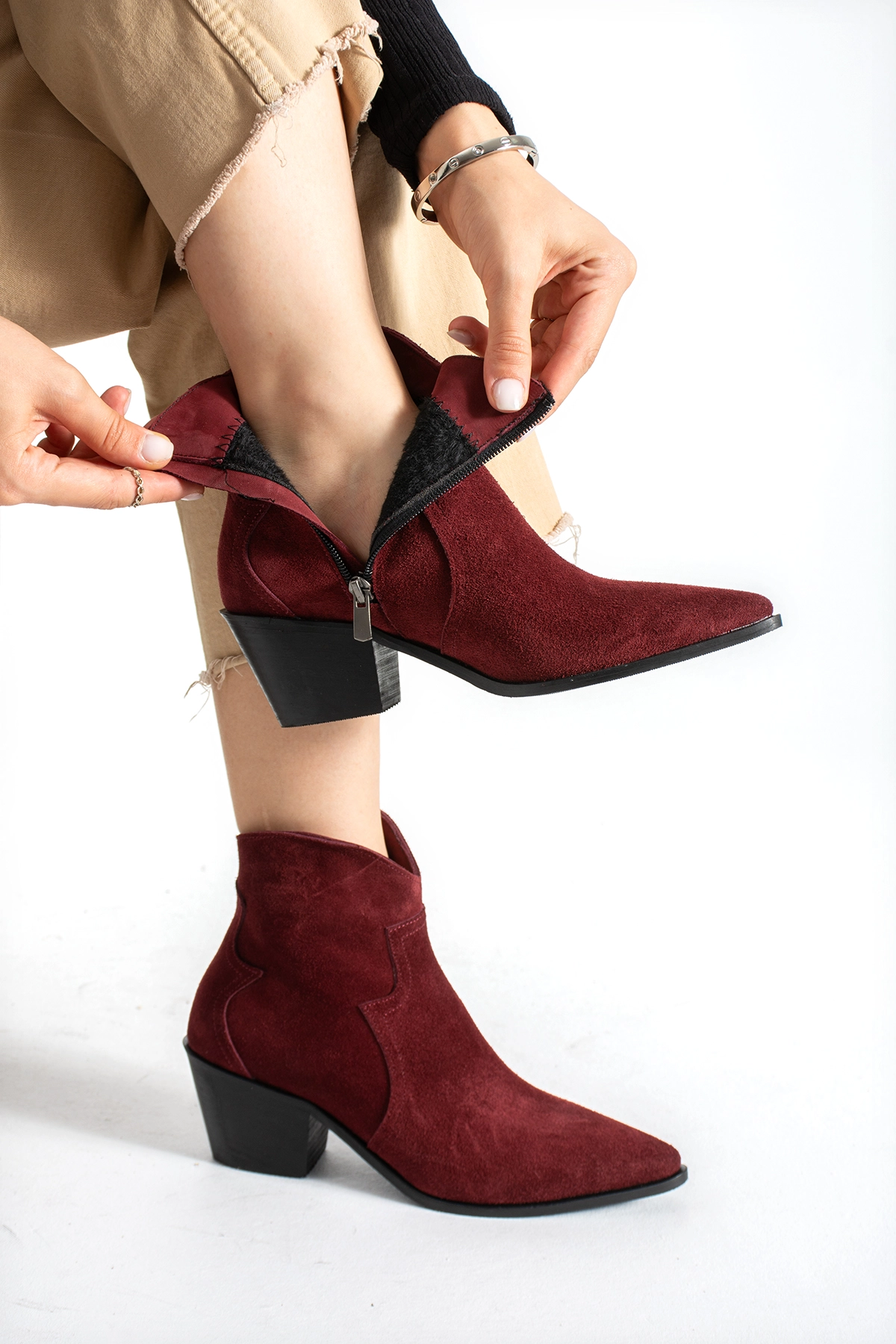 MERLOT WESTERN BORDO SÜET BOT