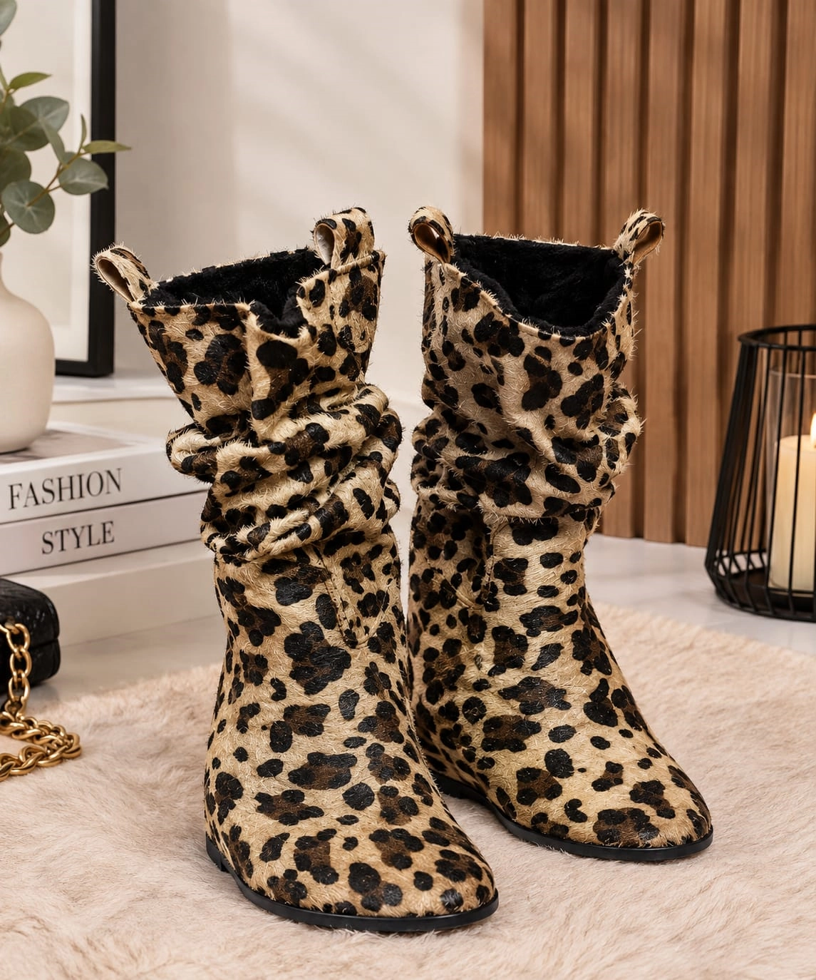 Leopar  Gizli Dolgu Topuk Bot