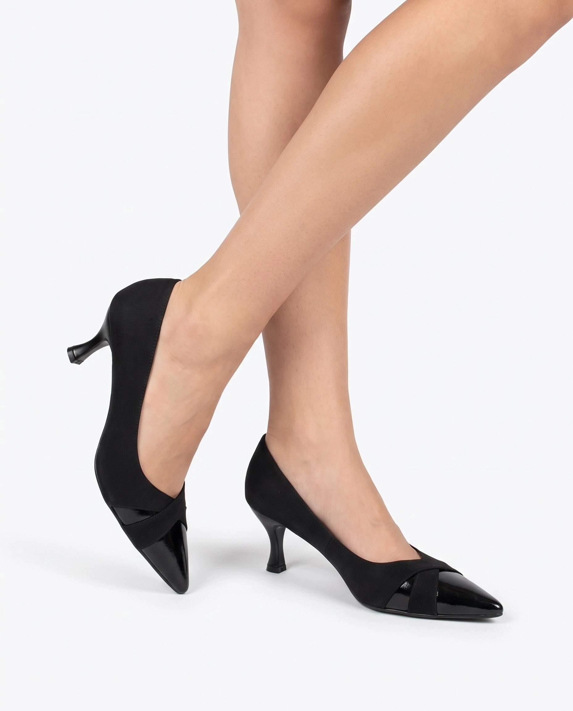 Kadın Livia Siyah Deri Süet Alçak Topuk Stiletto