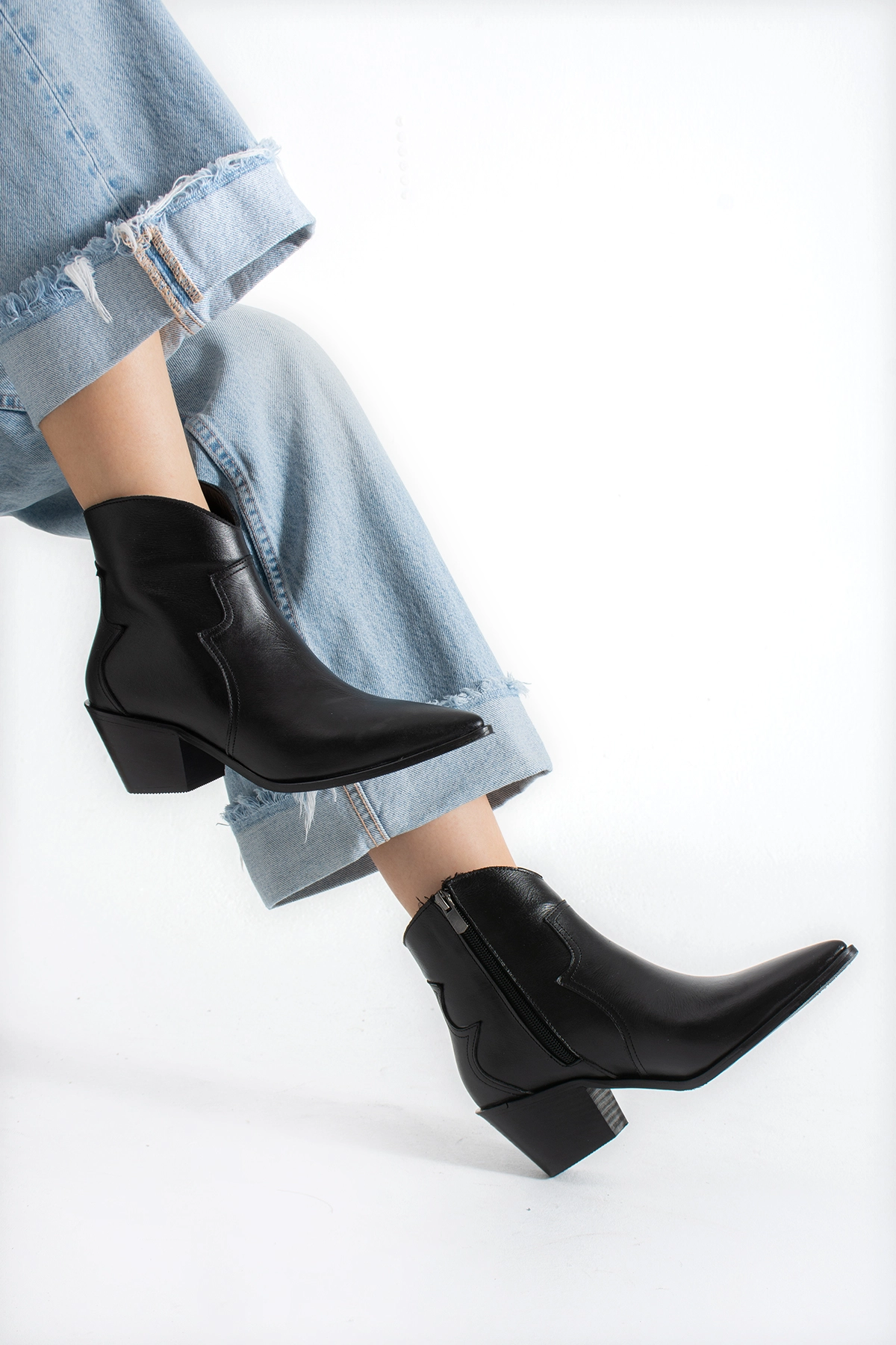 MERLOT WESTERN  SİYAH DERİ BOT