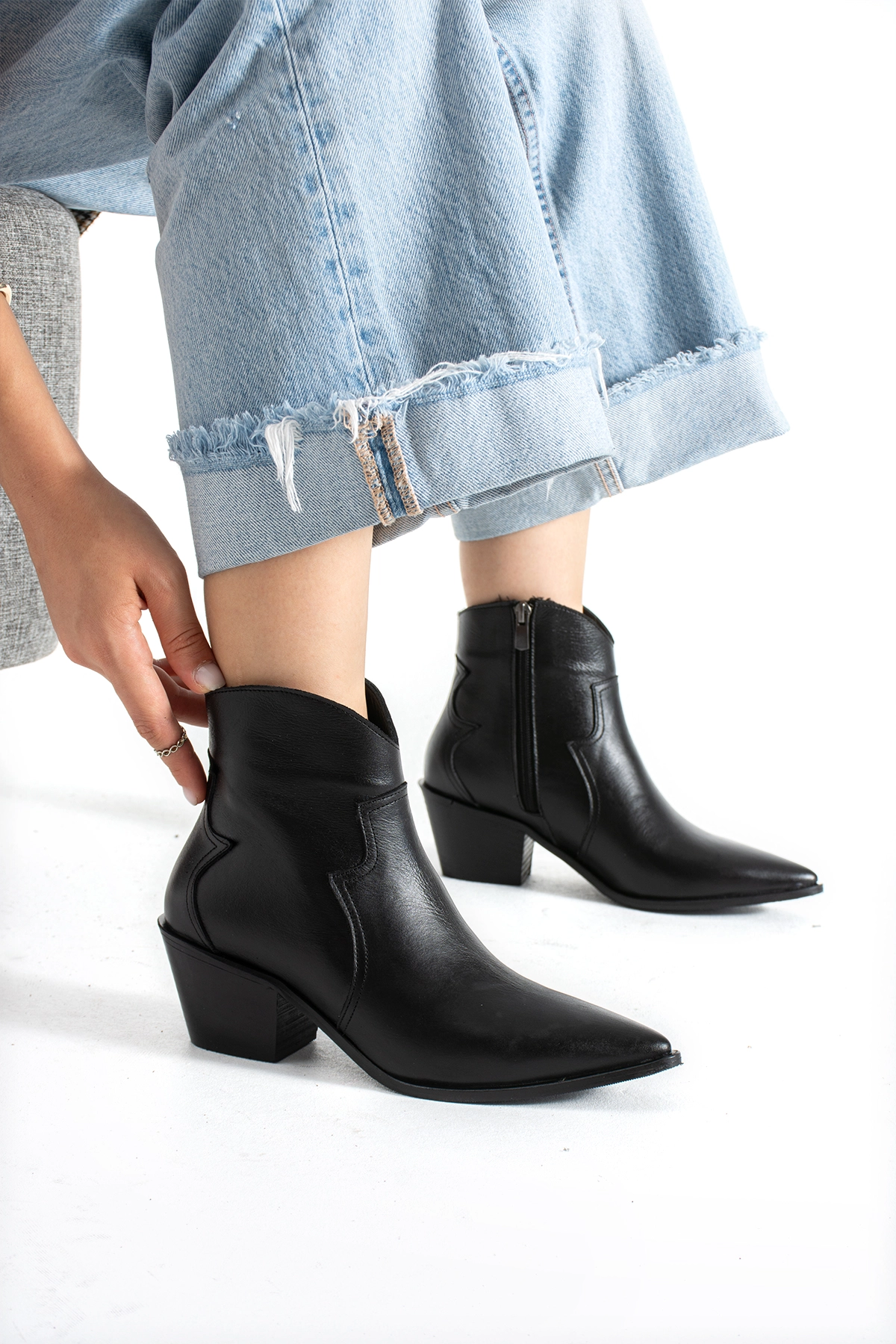 MERLOT WESTERN  SİYAH DERİ BOT