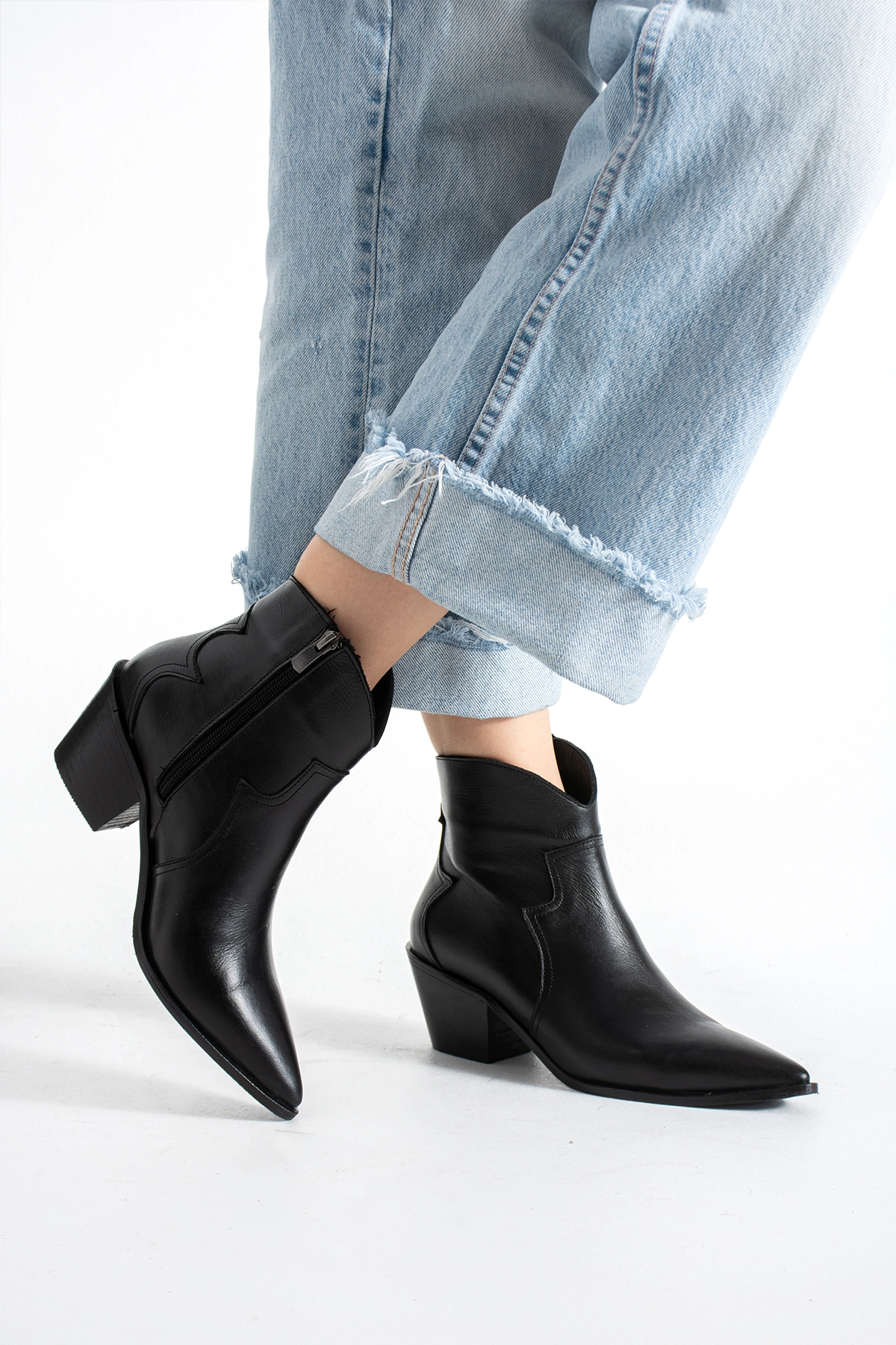MERLOT WESTERN  SİYAH DERİ BOT
