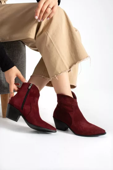 Merlot Western Bordo Süet Bot | 33-45 Numara