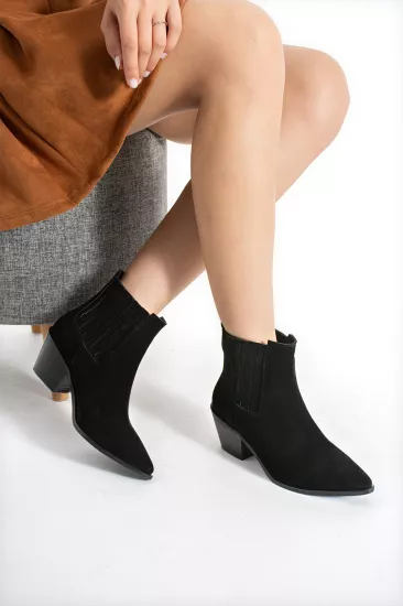 Holly Western Lastikli Siyah Süet Bot | 33-45 Numara