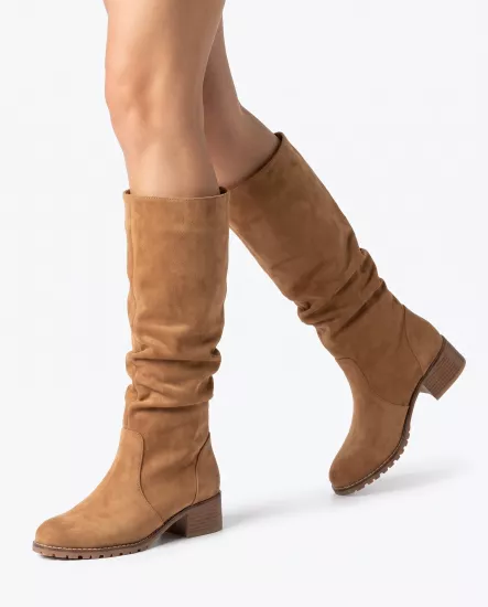 Alara Taba Süet Körüklü Çizme | 33-45 Numara