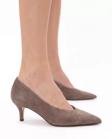 Lucia Vizon Süet Alçak Topuk Stiletto | 33-45 Numara
