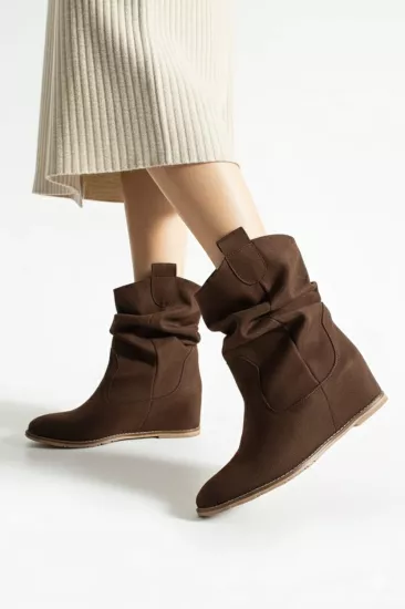 Acı Kahve Süet Gizli Dolgu Topuk Bot | 33-43 Numara