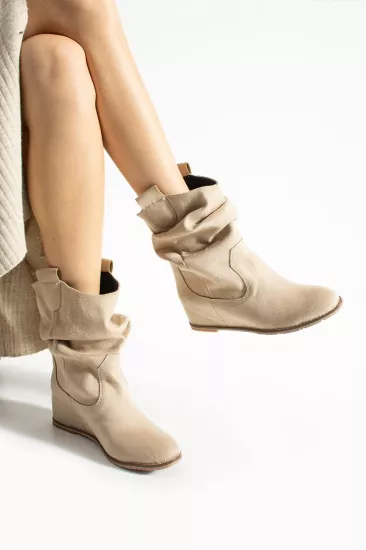 Bej Süet Gizli Dolgu Topuk Bot | 33-43 Numara