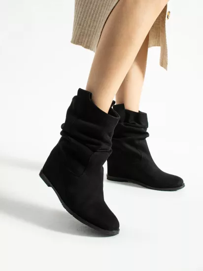 Siyah Süet Gizli Dolgu Topuk Bot | 33-43 Numara